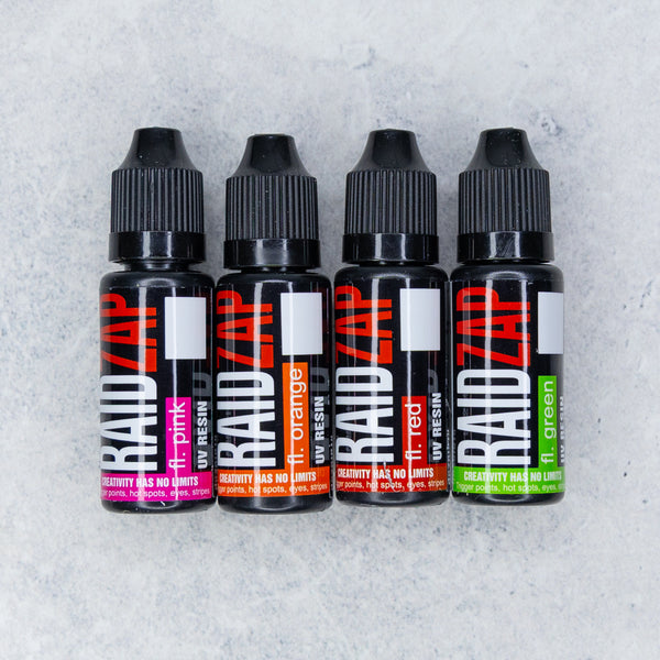 Raidzap Fluorescent Colored UV Resins Space Coast Flies Raidzap Fluorescent Colored UV Resins Space Coast Flies