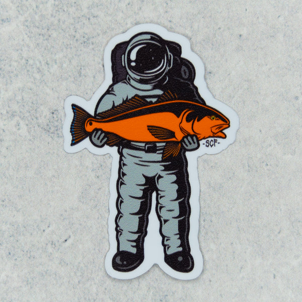 Spaceman Redfish Sticker 3”