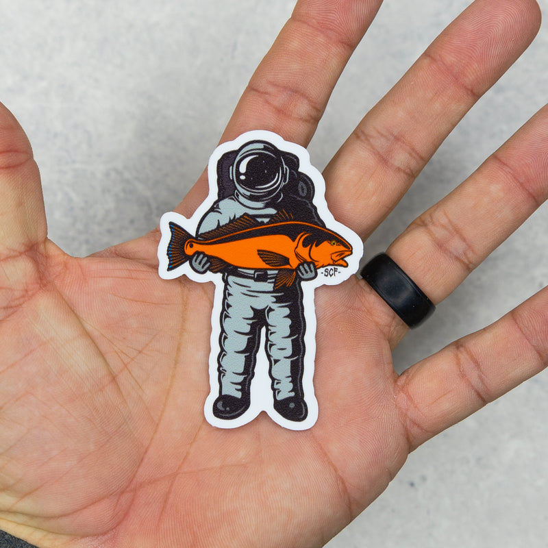 Spaceman Redfish Sticker 3”